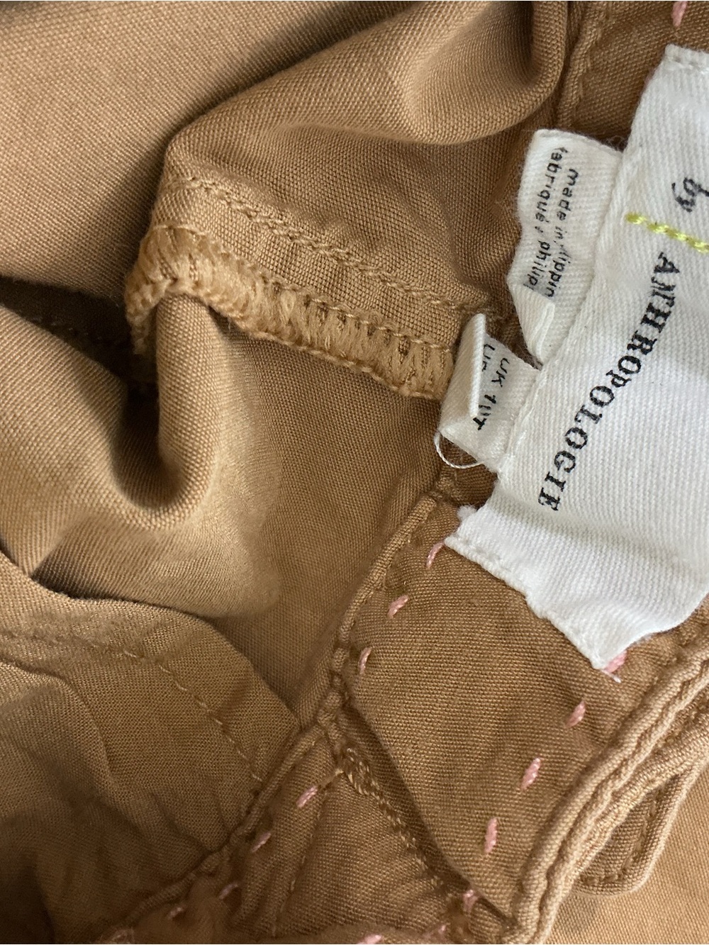 Anthropologie Wide Leg Trousers Low Rise 10.5" Size 6 Tall Tan Wheat - Picture 7 of 9